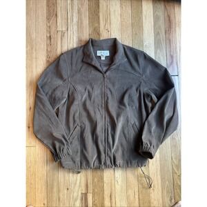 Vintage Orvis Women's Brown Suede Lightweight Cinch Hem Jacket Sz 12 Y2K